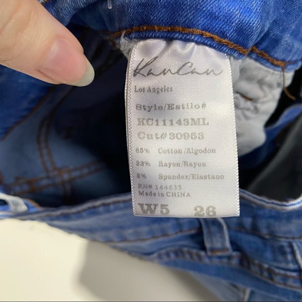 Kancan Micro Mini Shorts Fray Hem Distressed Denim - Picture 3 of 4